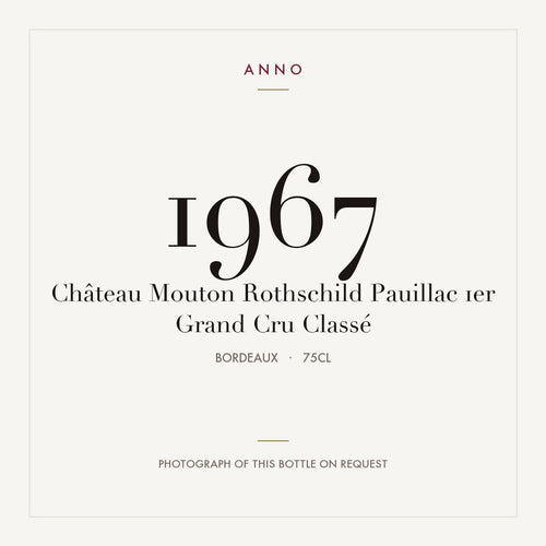 Chateau Mouton Rothschild Pauillac 1967 AOC 0,75l — ANNO 年份卡;實際酒瓶照片可應要求提供