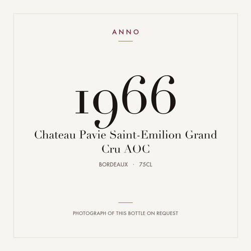 Chateau Pavie Saint-Emilion Grand Cru 1966 AOC 0,75l from Bordeaux — ANNO vintage card; photograph of the actual bottle available on request