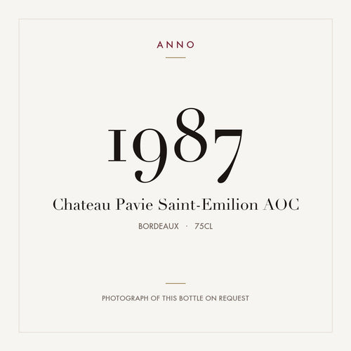 Chateau Pavie Saint-Emilion 1987 AOC 0,75l from Bordeaux — ANNO vintage card; photograph of the actual bottle available on request