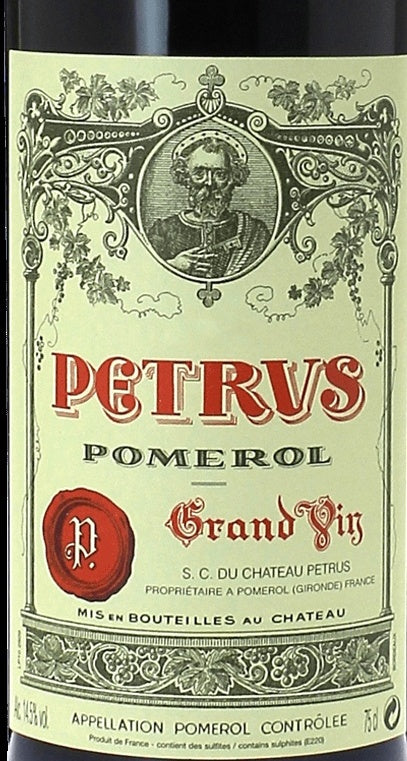 Petrus Pomerol 2018 AOC 0,75l — vinetiket, illustrativt billede