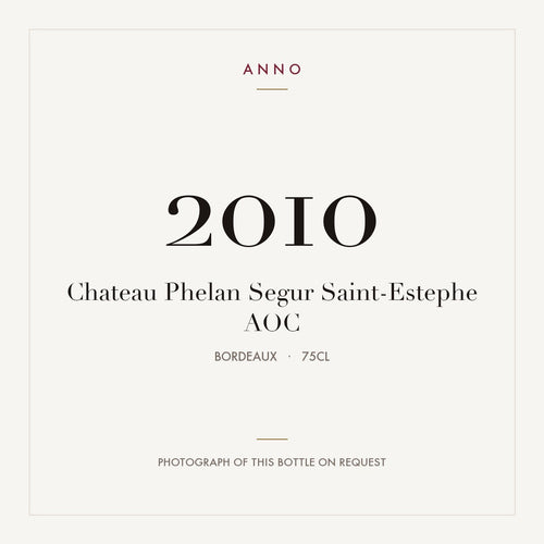 Chateau Phelan Segur Saint-Estephe 2010 AOC 0,75l from Bordeaux — ANNO vintage card; photograph of the actual bottle available on request