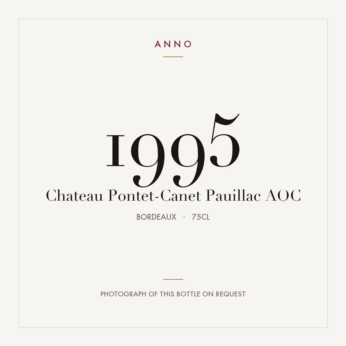 Chateau Pontet-Canet Pauillac 1995 AOC 0,75l from Bordeaux — ANNO vintage card; photograph of the actual bottle available on request