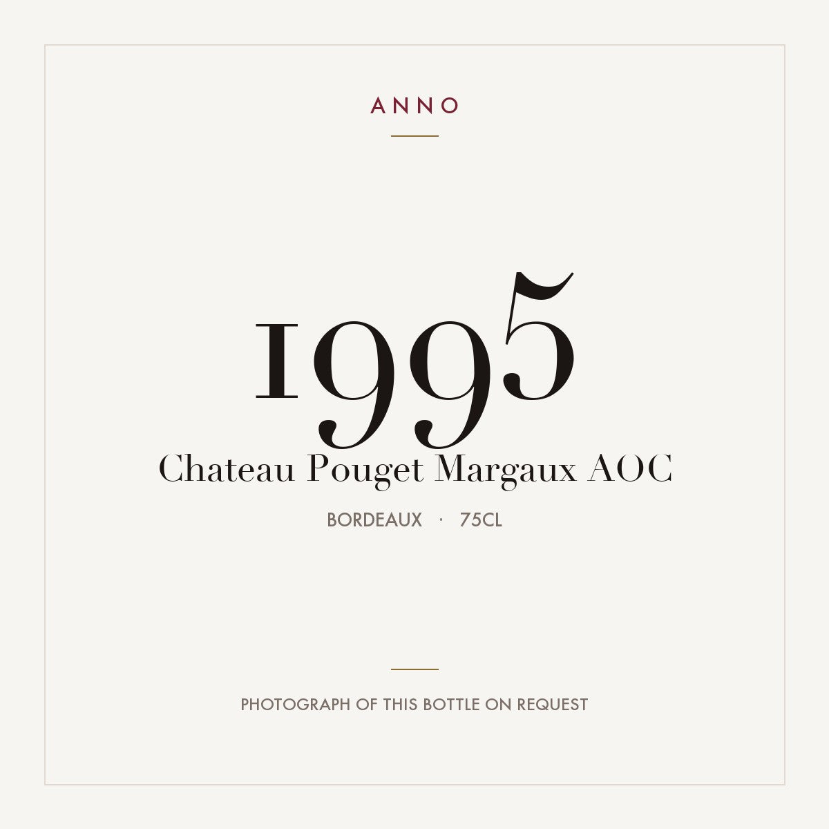 Chateau Pouget Margaux 1995 AOC 0,75l from Bordeaux — ANNO vintage card; photograph of the actual bottle available on request