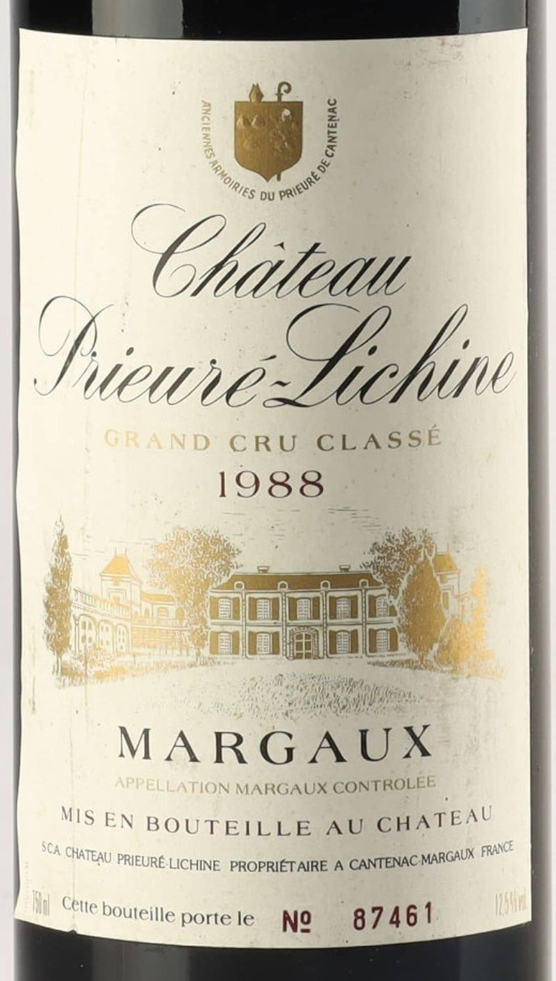 Chateau Prieure-Lichine Margaux 1988 AOC — wine label