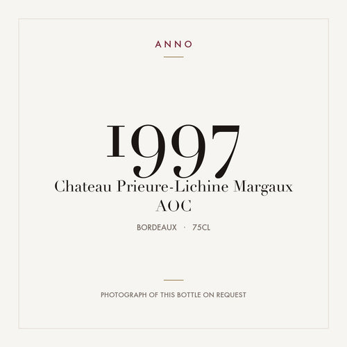 Chateau Prieure-Lichine Margaux 1997 AOC 0,75l from Bordeaux — ANNO vintage card; photograph of the actual bottle available on request