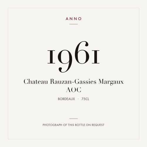 Chateau Rauzan-Gassies Margaux 1961 AOC 0,75l — rótulo do vinho, imagem ilustrativa