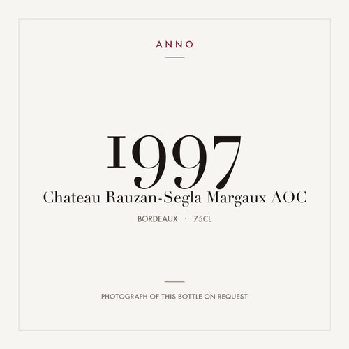 Chateau Rauzan-Segla Margaux 1997 AOC 0,75l from Bordeaux — ANNO vintage card; photograph of the actual bottle available on request