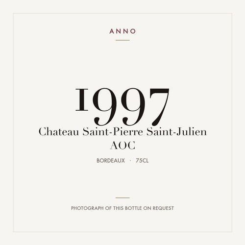 Chateau Saint-Pierre Saint-Julien 1997 AOC 0,75l from Bordeaux — ANNO vintage card; photograph of the actual bottle available on request