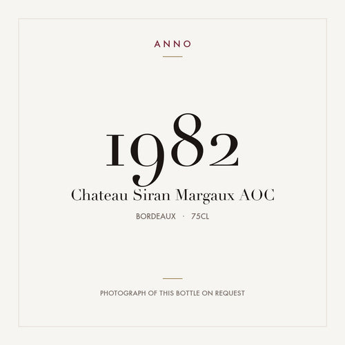 Chateau Siran Margaux 1982 AOC 0,75l from Bordeaux — ANNO vintage card; photograph of the actual bottle available on request