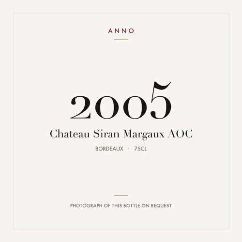 Chateau Siran Margaux 2005 AOC 0,75l, Bordeaux — ANNO-jaargangkaart; foto van de echte fles op aanvraag