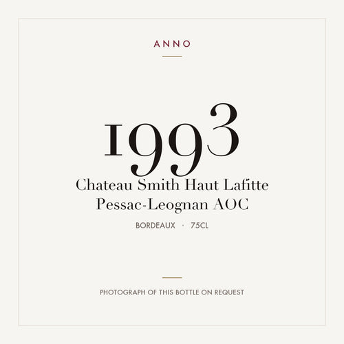 Chateau Smith Haut Lafitte Pessac-Leognan 1993 AOC 0,75l from Bordeaux — ANNO vintage card; photograph of the actual bottle available on request