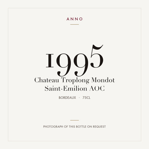 Chateau Troplong Mondot Saint-Emilion 1995 AOC 0,75l from Bordeaux — ANNO vintage card; photograph of the actual bottle available on request