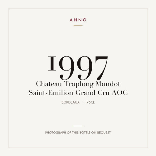Chateau Troplong Mondot Saint-Emilion Grand Cru 1997 AOC 0,75l from Bordeaux — ANNO vintage card; photograph of the actual bottle available on request
