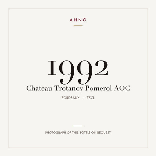 Chateau Trotanoy Pomerol 1992 AOC 0,75l from Bordeaux — ANNO vintage card; photograph of the actual bottle available on request