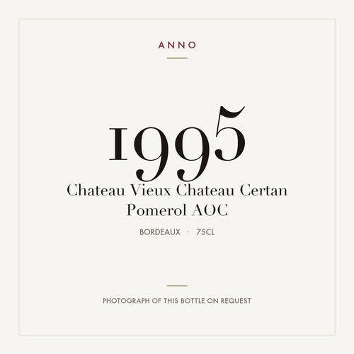 Chateau Vieux Chateau Certan Pomerol 1995 AOC 0,75l from Bordeaux — ANNO vintage card; photograph of the actual bottle available on request