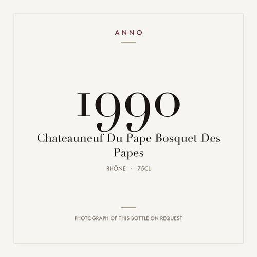 Bosquet des Papes Chateauneuf-du-Pape 1990 AOC 0,75l — ANNO vintage card; photograph of the actual bottle available on request