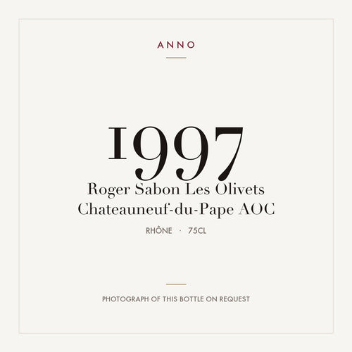 Roger Sabon Les Olivets Chateauneuf-du-Pape 1997 AOC 0,75l from Rhône — ANNO vintage card; photograph of the actual bottle available on request
