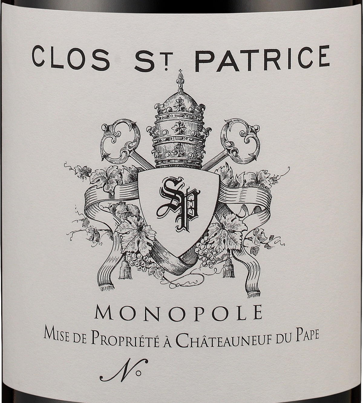 Clos St Patrice Chateauneuf-du-Pape Monopole AOC — wine label, illustrative image