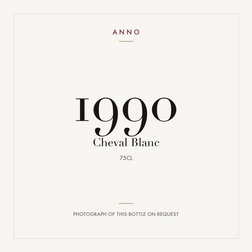 Chateau Cheval Blanc Saint-Emilion 1990 AOC 0,75l — ANNO vintage card; photograph of the actual bottle available on request