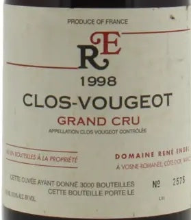 Rene Engel Clos de Vougeot Grand Cru 1998 AOC 0,75l — etichetta del vino