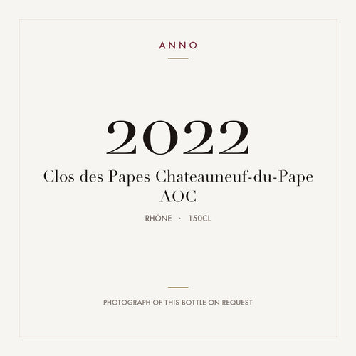 Clos des Papes Chateauneuf-du-Pape 2022 AOC 1,5l, Рона — карточка урожая ANNO; фото настоящей бутылки по запросу