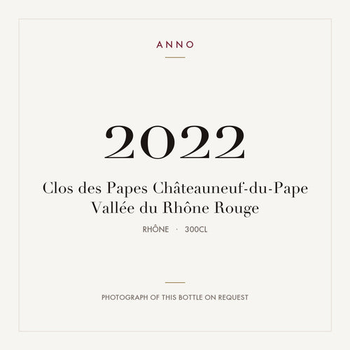 Clos des Papes Chateauneuf-du-Pape 2022 AOC 3l — ANNO vintage card; photograph of the actual bottle available on request