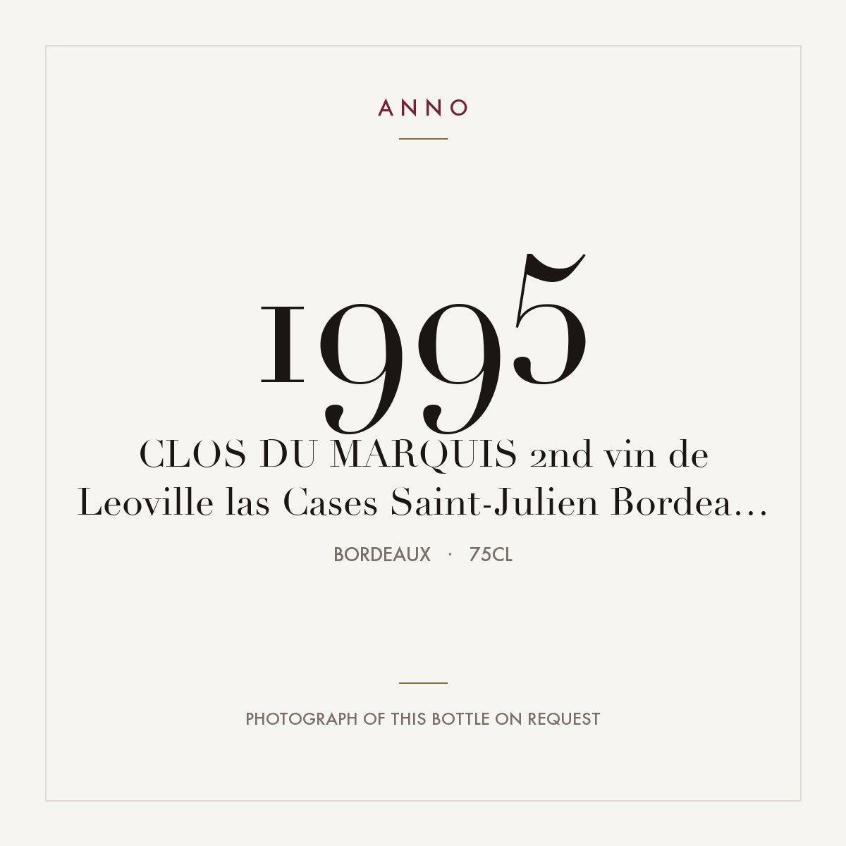 Clos du Marquis Saint-Julien 1995 AOC 0,75l — ANNO vintage card; photograph of the actual bottle available on request