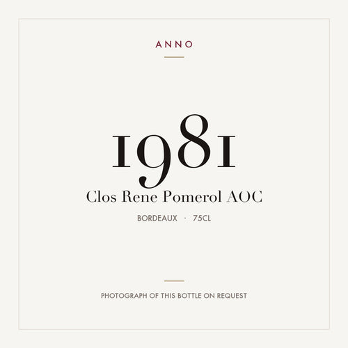 Clos Rene Pomerol 1981 AOC 0,75l from Bordeaux — ANNO vintage card; photograph of the actual bottle available on request