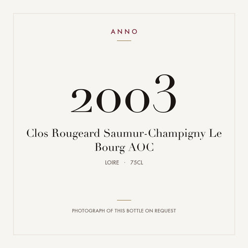 Clos Rougeard Saumur-Champigny Le Bourg 2003 AOC 0,75l, Loire — ANNO-årgangskort; foto af den faktiske flaske på forespørgsel
