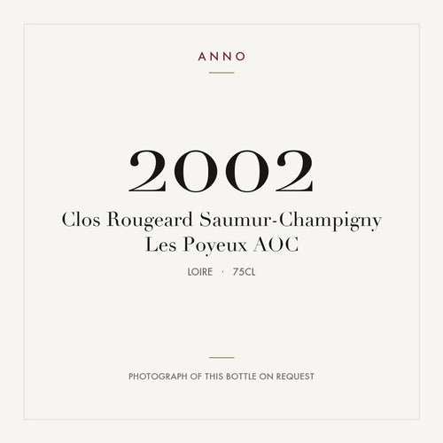 Clos Rougeard Saumur-Champigny Les Poyeux 2002 AOC 0,75l, Loire — ANNO-jaargangkaart; foto van de echte fles op aanvraag