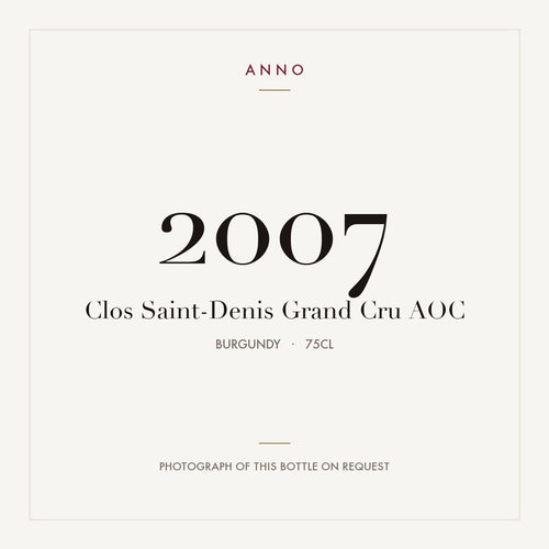 Clos Saint-Denis Grand Cru 2007 AOC 0,75l, Bourgogne — carte millésime ANNO ; photo de la bouteille réelle disponible sur demande