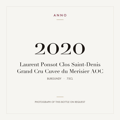 Laurent Ponsot Clos Saint-Denis Grand Cru Cuvee du Merisier 2020 AOC 0,75l from Burgundy — ANNO vintage card; photograph of the actual bottle available on request
