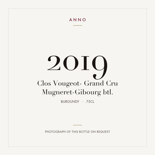 Mugneret-Gibourg Clos Vougeot Grand Cru 2019 AOC 0,75l — ANNO vintage card; photograph of the actual bottle available on request