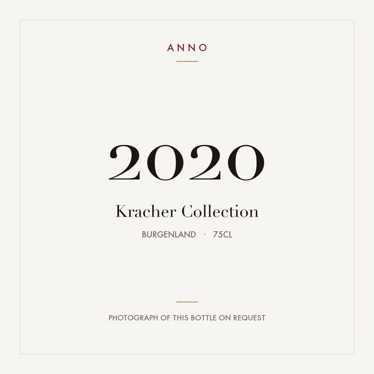 Kracher Collection 2020 0,75l from Burgenland — ANNO vintage card; photograph of the actual bottle available on request