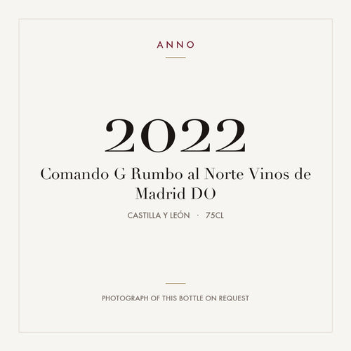 Comando G Rumbo al Norte Vinos de Madrid 2022 DO 0,75l, Castiglia e León — card dell'annata ANNO; foto della bottiglia reale disponibile su richiesta