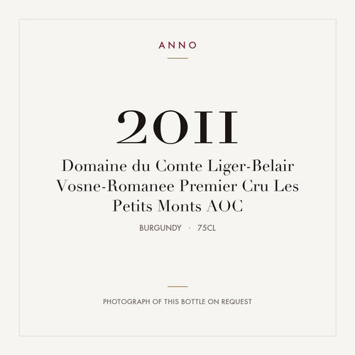 Domaine du Comte Liger-Belair Vosne-Romanee Premier Cru Les Petits Monts 2011 AOC 0,75l, Borgogna — card dell'annata ANNO; foto della bottiglia reale disponibile su richiesta