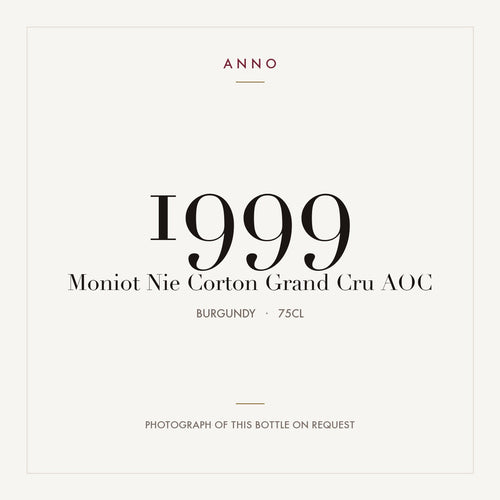 Moniot Nie Corton Grand Cru 1999 AOC 0,75l from Burgundy — ANNO vintage card; photograph of the actual bottle available on request