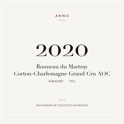Bonneau du Martray Corton-Charlemagne Grand Cru 2020 AOC 0,75l from Burgundy — ANNO vintage card; photograph of the actual bottle available on request