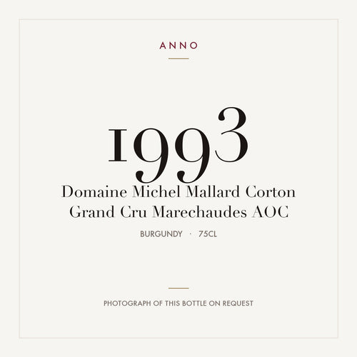 Domaine Michel Mallard Corton Grand Cru Marechaudes 1993 AOC 0,75l from Burgundy — ANNO vintage card; photograph of the actual bottle available on request