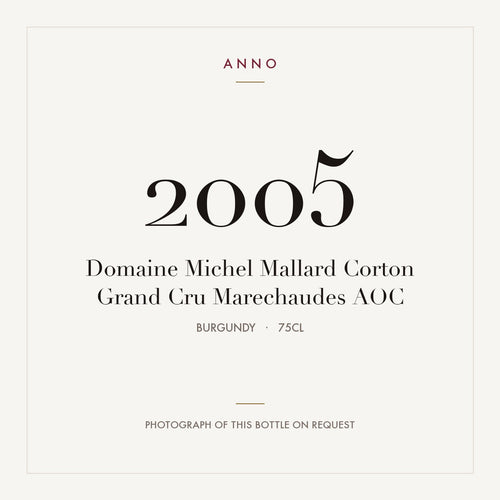 Domaine Michel Mallard Corton Grand Cru Marechaudes 2005 AOC 0,75l from Burgundy — ANNO vintage card; photograph of the actual bottle available on request