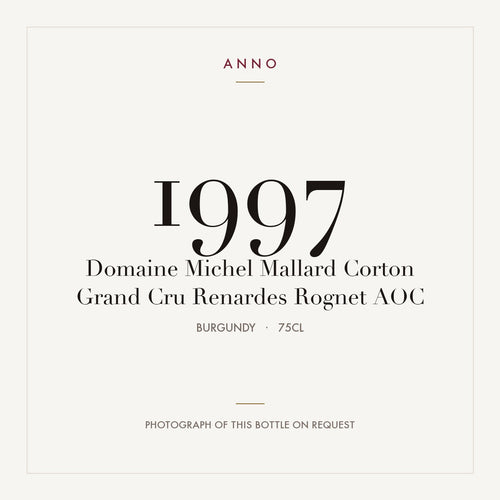 Domaine Michel Mallard Corton Grand Cru Renardes Rognet 1997 AOC 0,75l from Burgundy — ANNO vintage card; photograph of the actual bottle available on request