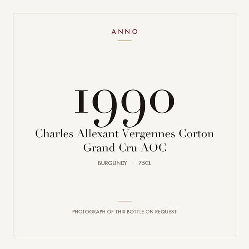 Charles Allexant Vergennes Corton Grand Cru 1990 AOC 0,75l from Burgundy — ANNO vintage card; photograph of the actual bottle available on request