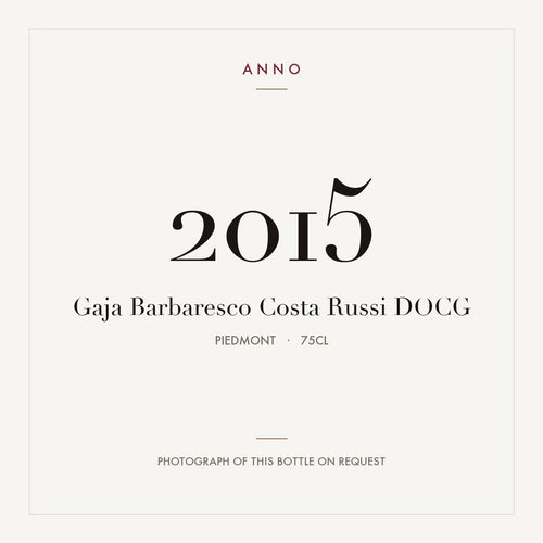 Gaja Barbaresco Costa Russi 2015 DOCG 0,75l from Piedmont — ANNO vintage card; photograph of the actual bottle available on request