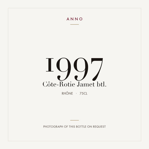 Jamet Cote-Rotie 1997 AOC 0,75l — tarjeta de añada ANNO; foto de la botella real disponible bajo petición