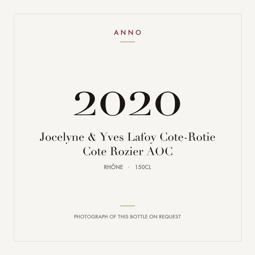 Jocelyne & Yves Lafoy Cote-Rotie Cote Rozier 2020 AOC 1,5l, Rhône — ANNO-jaargangkaart; foto van de echte fles op aanvraag