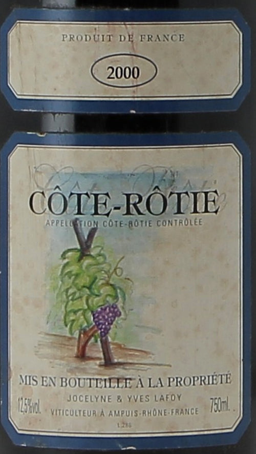 Jocelyne & Yves Lafoy Cote-Rotie 2000 AOC — wine label