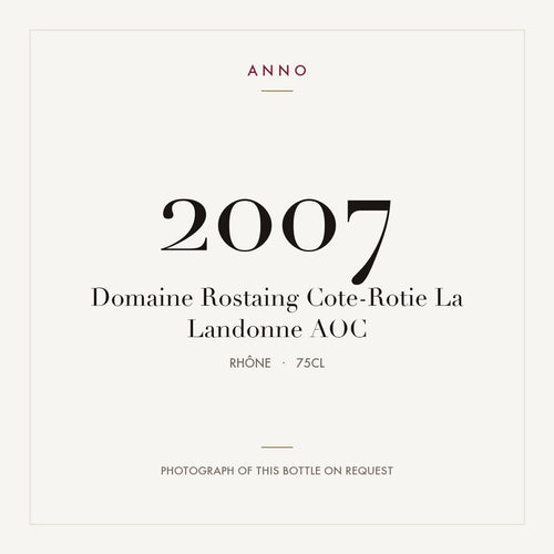 Domaine Rostaing Cote-Rotie La Landonne 2007 AOC 0,75l from Rhône — ANNO vintage card; photograph of the actual bottle available on request