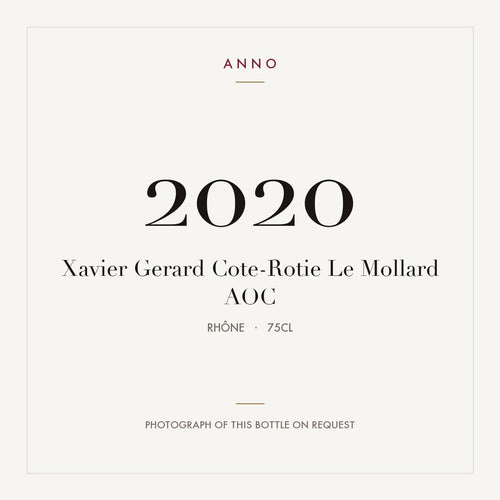 Xavier Gerard Cote-Rotie Le Mollard 2020 AOC 0,75l from Rhône — ANNO vintage card; photograph of the actual bottle available on request