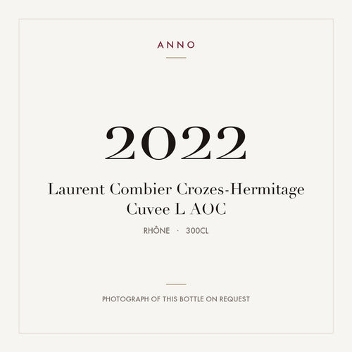 Laurent Combier Crozes-Hermitage Cuvee L 2022 AOC 3l from Rhône — ANNO vintage card; photograph of the actual bottle available on request