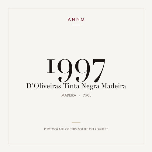 D'Oliveiras Tinta Negra Madeira 1997 0,75l from Madeira — ANNO vintage card; photograph of the actual bottle available on request